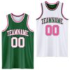 Custom Reversible Kelly Green White-Pink Double Side Sublimation Basketball Suit Jersey