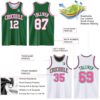 Custom Reversible Kelly Green White-Pink Double Side Sublimation Basketball Suit Jersey