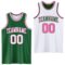 Custom Reversible Kelly Green White-Pink Double Side Sublimation Basketball Suit Jersey