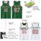 Custom Reversible Kelly Green Medium Pink Double Side Sublimation Basketball Suit Jersey