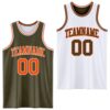 Custom Reversible Olive Orange-White Double Side Salute To Service Sublimation Basketball Suit Jersey
