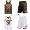 Custom Reversible Olive Orange-White Double Side Salute To Service Sublimation Basketball Suit Jersey