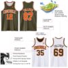 Custom Reversible Olive Orange-White Double Side Salute To Service Sublimation Basketball Suit Jersey