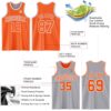 Custom Reversible Orange White-Gray Double Side Sublimation Basketball Suit Jersey
