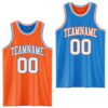 Custom Reversible Orange White-Powder Blue Double Side Sublimation Basketball Suit Jersey