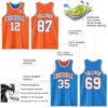 Custom Reversible Orange White-Powder Blue Double Side Sublimation Basketball Suit Jersey