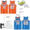 Custom Reversible Orange White-Powder Blue Double Side Sublimation Basketball Suit Jersey