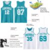 Custom Reversible Teal White Double Side Sublimation Basketball Suit Jersey