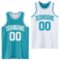 Custom Reversible Teal White Double Side Sublimation Basketball Suit Jersey