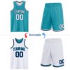 Custom Reversible Teal White-Navy Double Side Sublimation Basketball Suit Jersey