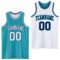 Custom Reversible Teal White-Navy Double Side Sublimation Basketball Suit Jersey