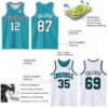 Custom Reversible Teal White-Black Double Side Sublimation Basketball Suit Jersey