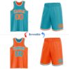 Custom Reversible Teal Orange-White Double Side Sublimation Basketball Suit Jersey