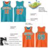 Custom Reversible Teal Orange-White Double Side Sublimation Basketball Suit Jersey