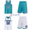Custom Reversible Teal Gray-Navy Double Side Sublimation Basketball Suit Jersey