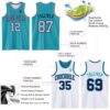 Custom Reversible Teal Gray-Navy Double Side Sublimation Basketball Suit Jersey