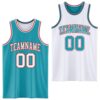 Custom Reversible Teal White-Red Double Side Sublimation Basketball Suit Jersey