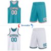 Custom Reversible Teal White-Red Double Side Sublimation Basketball Suit Jersey