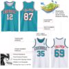 Custom Reversible Teal White-Red Double Side Sublimation Basketball Suit Jersey