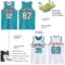Custom Reversible Teal White-Red Double Side Sublimation Basketball Suit Jersey