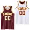 Custom Reversible Burgundy White-Gold Double Side Sublimation Basketball Suit Jersey