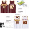 Custom Reversible Burgundy White-Gold Double Side Sublimation Basketball Suit Jersey