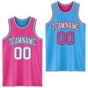 Custom Reversible Pink Black-Sky Blue Double Side Sublimation Basketball Suit Jersey