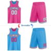 Custom Reversible Pink Black-Sky Blue Double Side Sublimation Basketball Suit Jersey