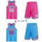 Custom Reversible Pink Black-Sky Blue Double Side Sublimation Basketball Suit Jersey