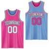 Custom Reversible Pink Black-Light Blue Double Side Sublimation Basketball Suit Jersey