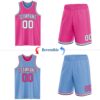 Custom Reversible Pink Black-Light Blue Double Side Sublimation Basketball Suit Jersey