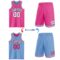 Custom Reversible Pink Black-Light Blue Double Side Sublimation Basketball Suit Jersey