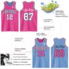 Custom Reversible Pink Black-Light Blue Double Side Sublimation Basketball Suit Jersey