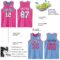 Custom Reversible Pink Black-Light Blue Double Side Sublimation Basketball Suit Jersey