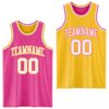Custom Reversible Pink White-Gold Double Side Sublimation Basketball Suit Jersey