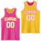 Custom Reversible Pink White-Gold Double Side Sublimation Basketball Suit Jersey