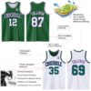 Custom Reversible Kelly Green White-Purple Double Side Sublimation Basketball Suit Jersey