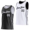 Custom Reversible Black White Double Side Star Sublimation Basketball Suit Jersey