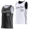 Custom Reversible Black White Double Side Star Sublimation Basketball Suit Jersey