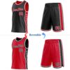 Custom Reversible Black Red-White Double Side Star Sublimation Basketball Suit Jersey
