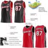 Custom Reversible Black White-Red Double Side Star Sublimation Basketball Suit Jersey