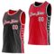 Custom Reversible Black White-Red Double Side Star Sublimation Basketball Suit Jersey