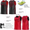 Custom Reversible Black Red Double Side Star Sublimation Basketball Suit Jersey