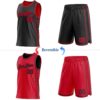 Custom Reversible Black Red Double Side Star Sublimation Basketball Suit Jersey