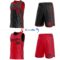 Custom Reversible Black Red Double Side Star Sublimation Basketball Suit Jersey