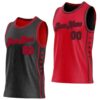 Custom Reversible Black Red Double Side Star Sublimation Basketball Suit Jersey