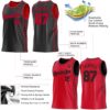 Custom Reversible Black Red Double Side Star Sublimation Basketball Suit Jersey