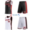 Custom Reversible Black Red-White Double Side Star Sublimation Basketball Suit Jersey