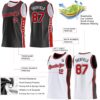 Custom Reversible Black Red-White Double Side Star Sublimation Basketball Suit Jersey