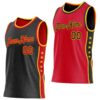 Custom Reversible Black Red-Gold Double Side Star Sublimation Basketball Suit Jersey